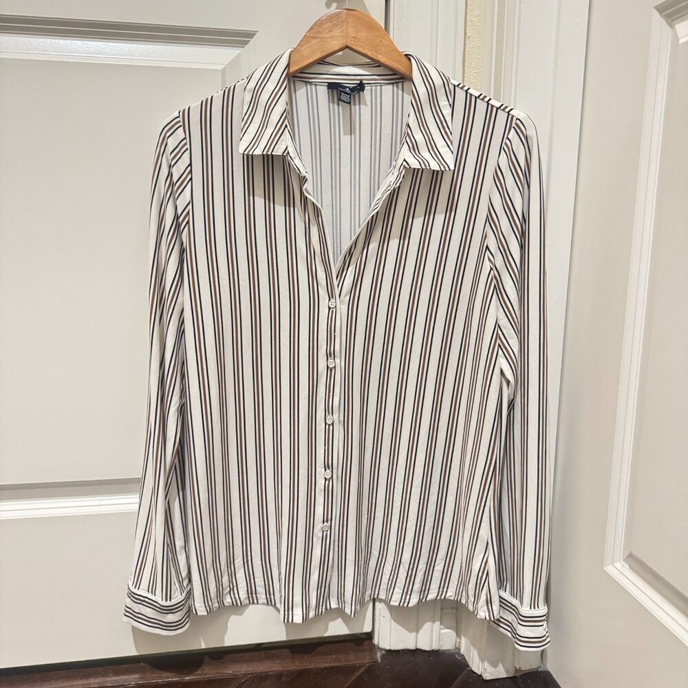 Jules & Leopold Striped Button Front Blouse XL